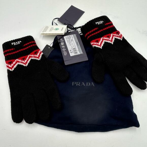 Unisex Prada wool/cashmere knit gloves size large made in Italy - Picture 2 of 14